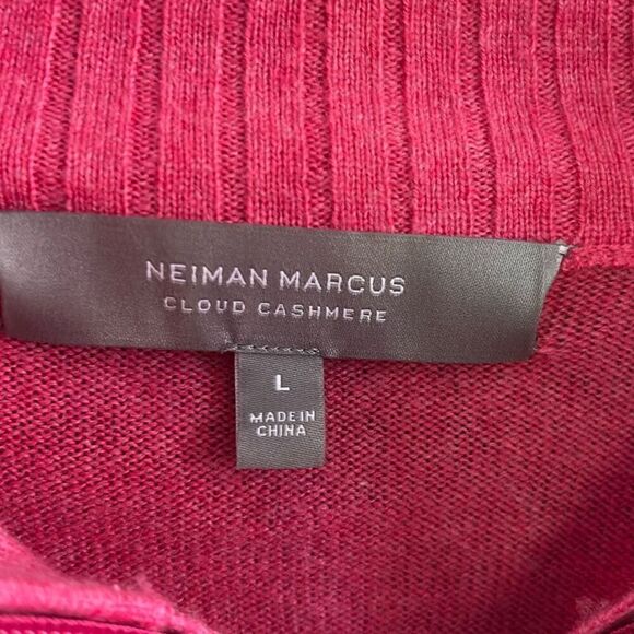 Neiman Marcus cloud cashmere quarter zip sweater pink size L - Picture 3 of 6